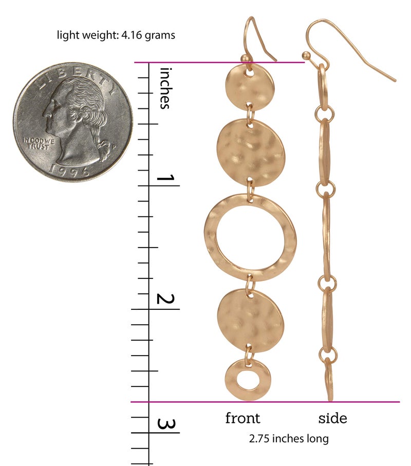 SPUNKYsoul Handmade Matte Textured Boho 5 Circle Dangle Earrings or Women - Image 2